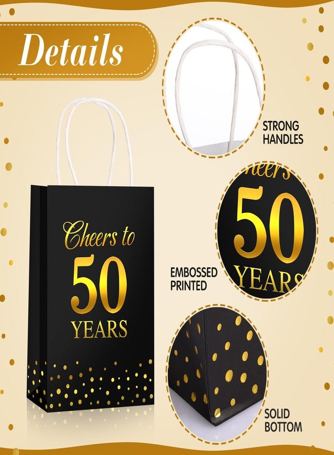 Resholder 20 Pack 50th Birthday Gift Bags with Handle Gift Bag Party Favors with Tissue Paper Goodie Treat Bag Presents for Kids Neighbors Friend (Black) - Image 2